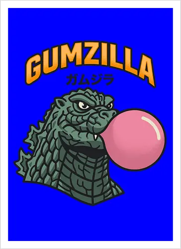 Retro Gumzilla Kaiju-Kaugummi-Parodie