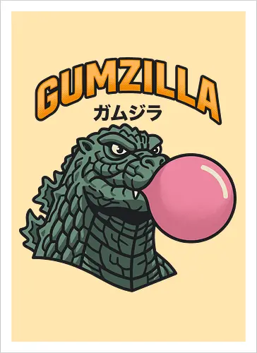 Retro Gumzilla Kaiju-Kaugummi-Parodie