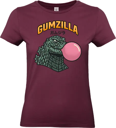 Retro Gumzilla Kaiju-Kaugummi-Parodie - Gumzilla, Kaiju, Kaugummi, rosa Blase, Kaugummiblase, Monster, Retro-Cartoon, Vintage-Maskottchen, Monster-Mashup, Riesenmonster, Katakana, Gamu-jira, süßes Monster - Standard T-Shirt (Women)