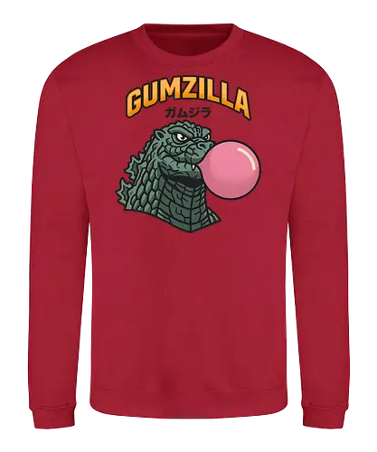 Retro Gumzilla Kaiju-Kaugummi-Parodie - Gumzilla, Kaiju, Kaugummi, rosa Blase, Kaugummiblase, Monster, Retro-Cartoon, Vintage-Maskottchen, Monster-Mashup, Riesenmonster, Katakana, Gamu-jira, süßes Monster - Sweatshirt