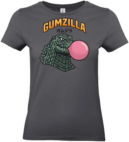 Retro Gumzilla Kaiju-Kaugummi-Parodie - Gumzilla, Kaiju, Kaugummi, rosa Blase, Kaugummiblase, Monster, Retro-Cartoon, Vintage-Maskottchen, Monster-Mashup, Riesenmonster, Katakana, Gamu-jira, süßes Monster - Standard T-Shirt (Women)
