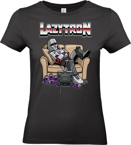 Lazytron: Megatron-Parodie – Lümmelnd auf der Couch - Decepticon, Parodie, faul, Lazytron, Couch-Potato, G1, 80er-Jahre-Cartoon, Retro, Cybertron, Energon, lustig, Roboter, Spielzeug-Parodie, Geek, Nerd, Decepticon-Shirt, Megatron-Kunst, lustiger Roboter, G1-Roboter-Parodie - Standard T-Shirt (Women)