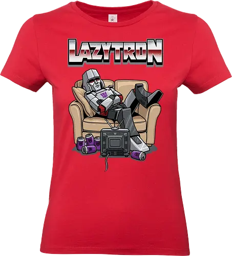 Lazytron: Megatron-Parodie – Lümmelnd auf der Couch - Decepticon, Parodie, faul, Lazytron, Couch-Potato, G1, 80er-Jahre-Cartoon, Retro, Cybertron, Energon, lustig, Roboter, Spielzeug-Parodie, Geek, Nerd, Decepticon-Shirt, Megatron-Kunst, lustiger Roboter, G1-Roboter-Parodie - Standard T-Shirt (Women)