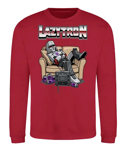 Lazytron: Megatron-Parodie – Lümmelnd auf der Couch - Decepticon, Parodie, faul, Lazytron, Couch-Potato, G1, 80er-Jahre-Cartoon, Retro, Cybertron, Energon, lustig, Roboter, Spielzeug-Parodie, Geek, Nerd, Decepticon-Shirt, Megatron-Kunst, lustiger Roboter, G1-Roboter-Parodie - Sweatshirt
