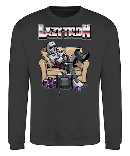 Lazytron: Megatron-Parodie – Lümmelnd auf der Couch - Decepticon, Parodie, faul, Lazytron, Couch-Potato, G1, 80er-Jahre-Cartoon, Retro, Cybertron, Energon, lustig, Roboter, Spielzeug-Parodie, Geek, Nerd, Decepticon-Shirt, Megatron-Kunst, lustiger Roboter, G1-Roboter-Parodie - Sweatshirt