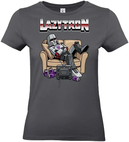 Lazytron: Megatron-Parodie – Lümmelnd auf der Couch - Decepticon, Parodie, faul, Lazytron, Couch-Potato, G1, 80er-Jahre-Cartoon, Retro, Cybertron, Energon, lustig, Roboter, Spielzeug-Parodie, Geek, Nerd, Decepticon-Shirt, Megatron-Kunst, lustiger Roboter, G1-Roboter-Parodie - Standard T-Shirt (Women)