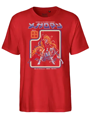 Megaloman Super Fusion Tokusatsu Anime Mashup - megaloman, ultraman, super saiyan, anime mashup, tokusatsu, super fusion, retro anime, japanese superhero, anime parody, 90s anime, 70s tokusatsu, shonen anime, kaiju fighter, otaku, manga parody - Fairtrade T-Shirt