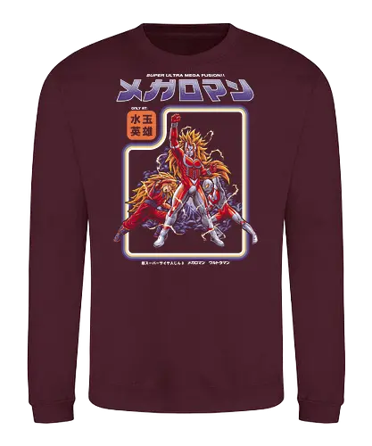 Megaloman Super Fusion Tokusatsu Anime Mashup - megaloman, ultraman, super saiyan, anime mashup, tokusatsu, super fusion, retro anime, japanese superhero, anime parody, 90s anime, 70s tokusatsu, shonen anime, kaiju fighter, otaku, manga parody - Sweatshirt