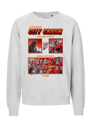 Kaiju vs. Mecha – Retro-Arcade-Kampfspiel - Kaiju vs. Mecha, Arcade-Kampfspiel, Wähle deinen Kämpfer, Retro-Gaming, Riesenmonster, Super-Roboter, Tokusatsu, Mecha-Anime, Retro-Arcade, Kampfspiel, Kaiju, Godzilla-Parodie, Retro-Gamer, Japanischer Roboter, 90er-Jahre-Arcade - Fairtrade Sweatshirt