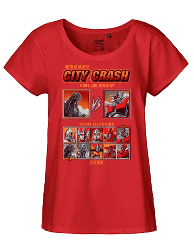 Kaiju vs. Mecha – Retro-Arcade-Kampfspiel - Kaiju vs. Mecha, Arcade-Kampfspiel, Wähle deinen Kämpfer, Retro-Gaming, Riesenmonster, Super-Roboter, Tokusatsu, Mecha-Anime, Retro-Arcade, Kampfspiel, Kaiju, Godzilla-Parodie, Retro-Gamer, Japanischer Roboter, 90er-Jahre-Arcade - Fairtrade Girl Shirt