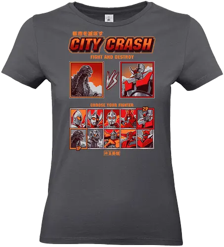 Kaiju vs. Mecha – Retro-Arcade-Kampfspiel - Kaiju vs. Mecha, Arcade-Kampfspiel, Wähle deinen Kämpfer, Retro-Gaming, Riesenmonster, Super-Roboter, Tokusatsu, Mecha-Anime, Retro-Arcade, Kampfspiel, Kaiju, Godzilla-Parodie, Retro-Gamer, Japanischer Roboter, 90er-Jahre-Arcade - Standard T-Shirt (Women)