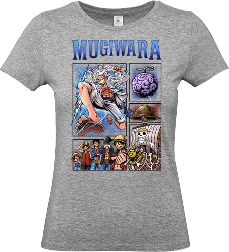 Monkey D. Ruffys Gear 5-Evolution – Pirate Mugiwara - Pirate, Gear 5 Luffy, Joyboy, Sun God Nika, Mugiwara, Straw Hat Pirates, Gomu Gomu no Mi, Devil Fruit, Thousand Sunny, Anime Evolution, Manga Panels, Pirate King, Shonen Jump, Anime Streetwear, Otaku, Weeb, Grand Line, Yonko, Wano Country, Anime Fanart, Japanese Text, East Blue, Anime Pirate, Nakama - Standard T-Shirt (Women)