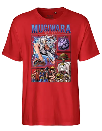 Monkey D. Ruffys Gear 5-Evolution – Pirate Mugiwara - Pirate, Gear 5 Luffy, Joyboy, Sun God Nika, Mugiwara, Straw Hat Pirates, Gomu Gomu no Mi, Devil Fruit, Thousand Sunny, Anime Evolution, Manga Panels, Pirate King, Shonen Jump, Anime Streetwear, Otaku, Weeb, Grand Line, Yonko, Wano Country, Anime Fanart, Japanese Text, East Blue, Anime Pirate, Nakama - Fairtrade T-Shirt