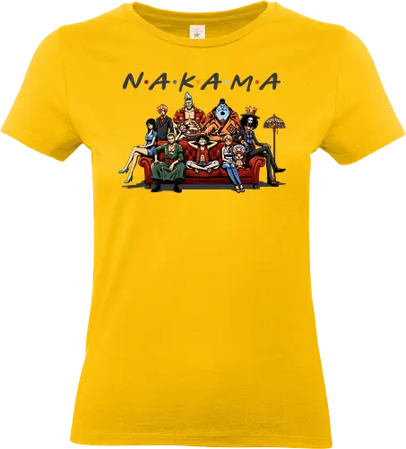Nakama-Freunde-Parodie – Pirate: Strohhutpiraten auf der Couch - Pirate, Straw Hat Pirates, Nakama, Friends TV Show Parody, The One With The Pirates, Roronoa Zoro, Nami, Sanji, Tony Tony Chopper, Nico Robin, Franky, Brook, Jinbe, Anime Crossover, Funny Anime, Sitcom Couch, Orange Couch, 90s Nostalgia, Pop Culture Mashup, Weeb, Otaku, Anime Streetwear, Grand Line, Anime Family - Standard T-Shirt (Women)
