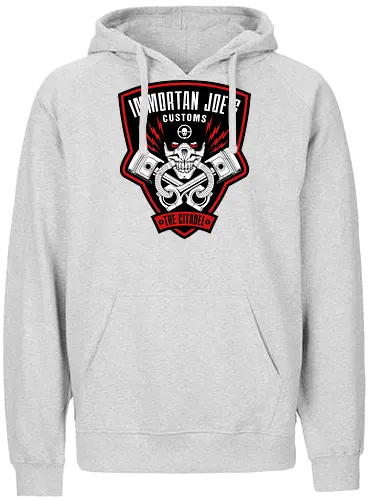 Immortan Joe - Die Zitadellen-Wut - Mad Max, Immortan Joe, War Boys, Postapokalyptisches T-Shirt, Geek-Kultur, Road Warrior, Mad Max Druck, Benzin und Ruhm, Nerd T-Shirt, Automobil-Apokalypse, Geek-Mode, Chaos-Überlebender, Wütende Motoren, Mad Max Fans - Fairtrade Hoodie
