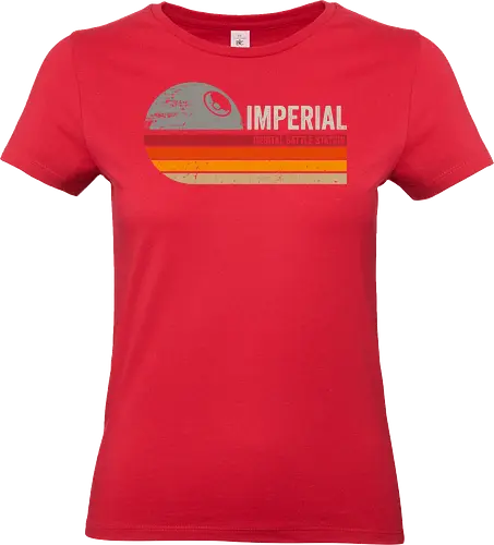 Imperial vintage - retro, vintage, stars, galaxy, space, sci fi, science fiction movies, retro, label, dark side, laser saber, moon - Standard T-Shirt (Women)