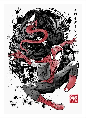The Spider and the Symbiote sumi e