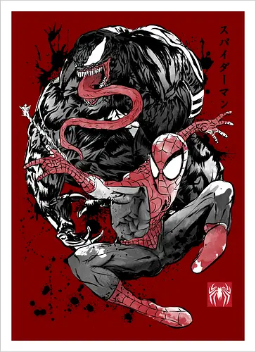 The Spider and the Symbiote sumi e