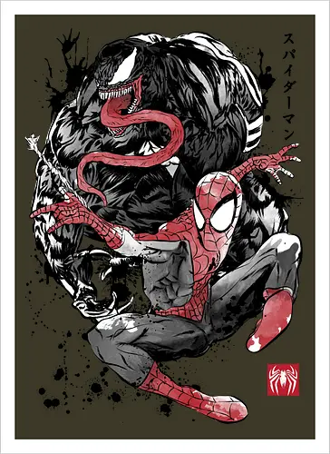 The Spider and the Symbiote sumi e