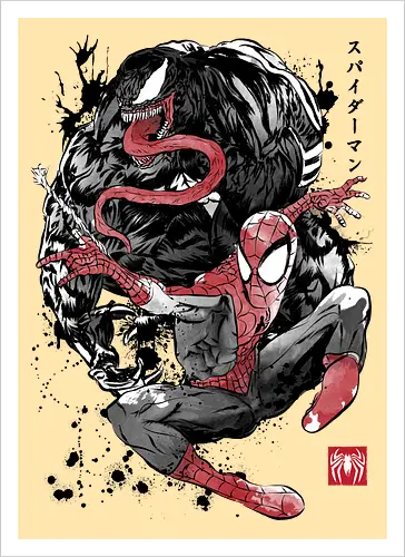 The Spider and the Symbiote sumi e