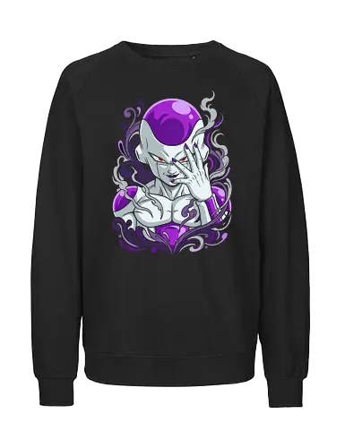 Emperor's Aura: The Galactic Tyrant - Frieza graphic shirt, DBZ villain merch, anime emperor apparel, final form design, purple aura anime tee, shonen streetwear clothing, classic anime bad guy, retro DBZ shirt, otaku aesthetic fashion, galactic tyrant graphic - Fairtrade Sweatshirt