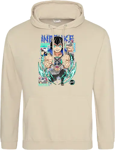 Beast Breathing Fury - inosuke, Slayer, hashibira inosuke, beast breathing, anime warrior, boar mask, anime battle, nichirin blades - Standard Hoodie