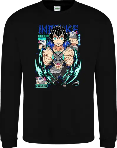 Beast Breathing Fury - inosuke, Slayer, hashibira inosuke, beast breathing, anime warrior, boar mask, anime battle, nichirin blades - Sweatshirt