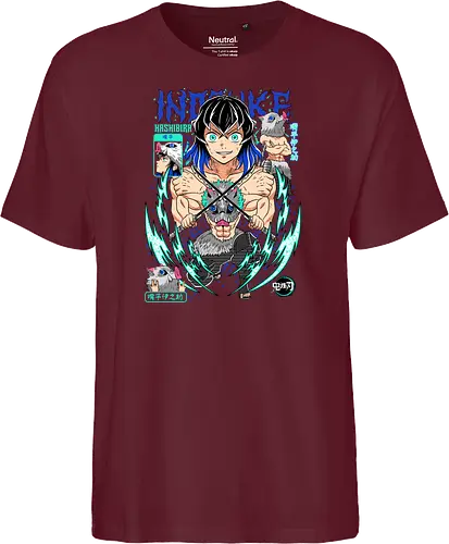 Beast Breathing Fury - inosuke, Slayer, hashibira inosuke, beast breathing, anime warrior, boar mask, anime battle, nichirin blades - Fairtrade T-Shirt