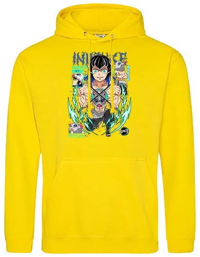 Beast Breathing Fury - inosuke, Slayer, hashibira inosuke, beast breathing, anime warrior, boar mask, anime battle, nichirin blades - Standard Hoodie