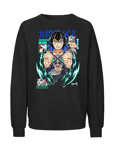 Beast Breathing Fury - inosuke, Slayer, hashibira inosuke, beast breathing, anime warrior, boar mask, anime battle, nichirin blades - Fairtrade Sweatshirt