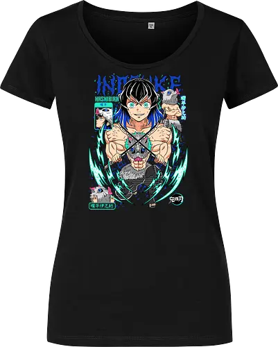 Beast Breathing Fury - inosuke, Slayer, hashibira inosuke, beast breathing, anime warrior, boar mask, anime battle, nichirin blades - Women T-Shirt