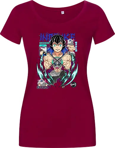 Beast Breathing Fury - inosuke, Slayer, hashibira inosuke, beast breathing, anime warrior, boar mask, anime battle, nichirin blades - Women T-Shirt