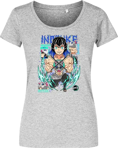 Beast Breathing Fury - inosuke, Slayer, hashibira inosuke, beast breathing, anime warrior, boar mask, anime battle, nichirin blades - Women T-Shirt