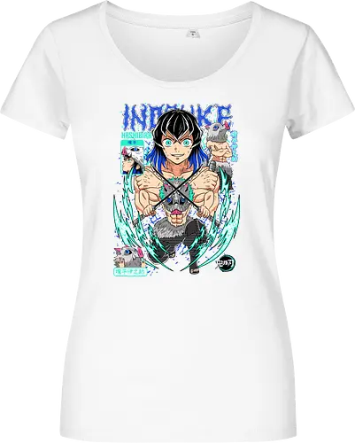 Beast Breathing Fury - inosuke, Slayer, hashibira inosuke, beast breathing, anime warrior, boar mask, anime battle, nichirin blades - Women T-Shirt