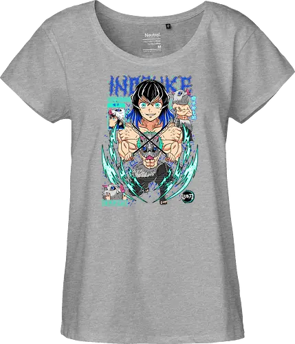 Beast Breathing Fury - inosuke, Slayer, hashibira inosuke, beast breathing, anime warrior, boar mask, anime battle, nichirin blades - Fairtrade Girl Shirt
