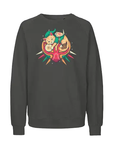 Hero of Nap Time - gamer, game, retro, fantasy, adventure, cat, geek, nerd, kawaii, cute, cozy, sleepy, hero, pixel, nostalgic, rpg, magical, fantasycore, cartoon, otaku - Fairtrade Sweatshirt