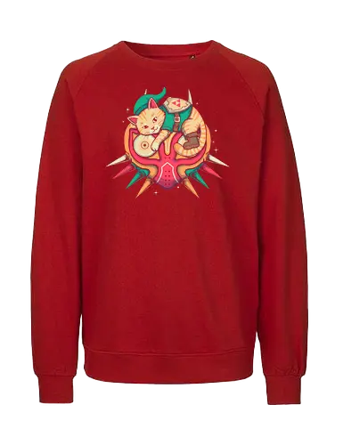Hero of Nap Time - gamer, game, retro, fantasy, adventure, cat, geek, nerd, kawaii, cute, cozy, sleepy, hero, pixel, nostalgic, rpg, magical, fantasycore, cartoon, otaku - Fairtrade Sweatshirt