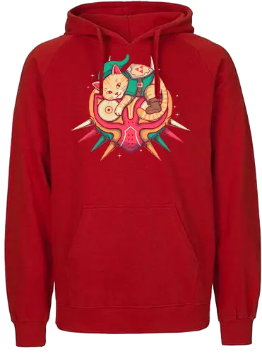 Hero of Nap Time - gamer, game, retro, fantasy, adventure, cat, geek, nerd, kawaii, cute, cozy, sleepy, hero, pixel, nostalgic, rpg, magical, fantasycore, cartoon, otaku - Fairtrade Hoodie