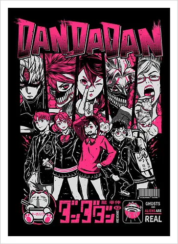 Paranormal Squad - dandadan, momo ayase, okarun, supernatural anime, alien anime, yokai battle, anime comedy, paranormal action - Artprint