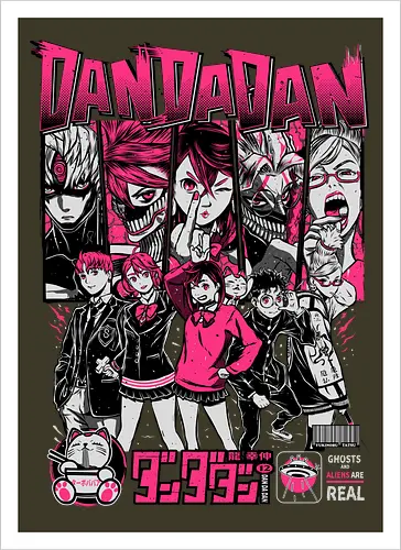 Paranormal Squad - dandadan, momo ayase, okarun, supernatural anime, alien anime, yokai battle, anime comedy, paranormal action - Artprint