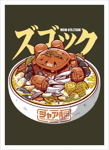 Char Z'Gok Meeresfrüchte-Ramen – Lustige Mecha-Parodie