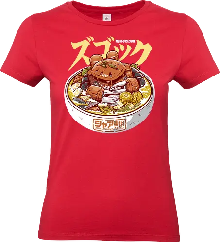 Char Z'Gok Meeresfrüchte-Ramen – Lustige Mecha-Parodie - Zgok, Char Aznable, Ramen-Nudeln, Anime-Essen, Mecha-Parodie, Mobile Suit, Zeon, lustige Ramen, Ramen mit Meeresfrüchten, Gunpla, Retro-Mecha, Otaku, japanisches Essen, Roboterkrabbe, Anime-Crossover - Standard T-Shirt (Women)