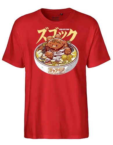 Char Z'Gok Meeresfrüchte-Ramen – Lustige Mecha-Parodie - Zgok, Char Aznable, Ramen-Nudeln, Anime-Essen, Mecha-Parodie, Mobile Suit, Zeon, lustige Ramen, Ramen mit Meeresfrüchten, Gunpla, Retro-Mecha, Otaku, japanisches Essen, Roboterkrabbe, Anime-Crossover - Fairtrade T-Shirt