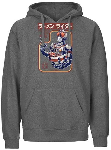 Kamen Rider isst Ramen-Nudeln – lustige Parodie - Kamen Rider-Parodie, Ramen Rider, Tokusatsu-Held, Ramen-Nudeln, japanisches Essen, Masked Rider, Henshin, lustige Ramen, Anime-Essen, Nudel-Liebhaber, Retro-Superheld, Anime-Parodie, Otaku, Ramen-Schüssel, Popkultur-Mashup - Fairtrade Hoodie