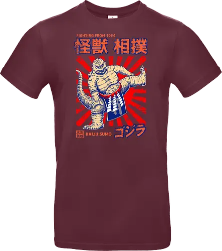 Kaiju als Kaiju-Sumo-Ringer – Parodie auf japanische Monster - Kaiju, Kaiju, Kaiju-Sumo, Sumo-Ringer, lustige Monster-Parodie, japanisches Wrestling, Kaiju-Kampf, Kampf aus dem Jahr 1954, japanisches Retro-Thema, Otaku-Humor, Riesenmonster, radioaktiver Dinosaurier, Sumo-Kampf, Kampfsport-Parodie, Tokio-Monster, Nerd-Humor, Popkultur-Mashup, Schwergewichts-Champion, Yokozuna, Kaiju-Fanart, lustiger Dinosaurier, japanische Streetwear - Standard T-Shirt
