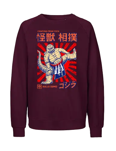 Kaiju als Kaiju-Sumo-Ringer – Parodie auf japanische Monster - Kaiju, Kaiju, Kaiju-Sumo, Sumo-Ringer, lustige Monster-Parodie, japanisches Wrestling, Kaiju-Kampf, Kampf aus dem Jahr 1954, japanisches Retro-Thema, Otaku-Humor, Riesenmonster, radioaktiver Dinosaurier, Sumo-Kampf, Kampfsport-Parodie, Tokio-Monster, Nerd-Humor, Popkultur-Mashup, Schwergewichts-Champion, Yokozuna, Kaiju-Fanart, lustiger Dinosaurier, japanische Streetwear - Fairtrade Sweatshirt