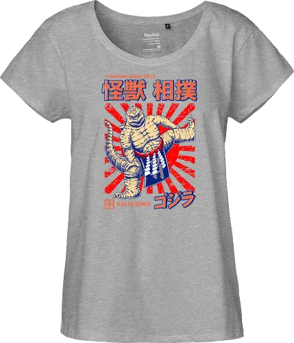 Kaiju als Kaiju-Sumo-Ringer – Parodie auf japanische Monster - Kaiju, Kaiju, Kaiju-Sumo, Sumo-Ringer, lustige Monster-Parodie, japanisches Wrestling, Kaiju-Kampf, Kampf aus dem Jahr 1954, japanisches Retro-Thema, Otaku-Humor, Riesenmonster, radioaktiver Dinosaurier, Sumo-Kampf, Kampfsport-Parodie, Tokio-Monster, Nerd-Humor, Popkultur-Mashup, Schwergewichts-Champion, Yokozuna, Kaiju-Fanart, lustiger Dinosaurier, japanische Streetwear - Fairtrade Girl Shirt