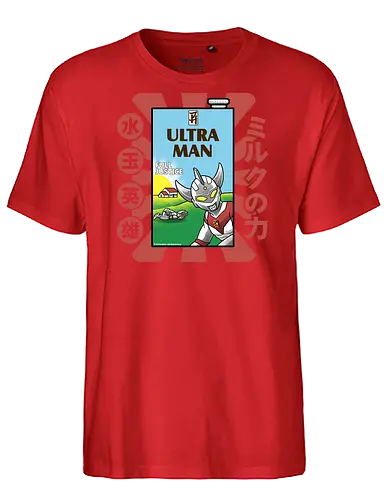 Ultraman-Retro-Milchkarton-Parodie – Lustiges Tokusatsu - Ultraman, Retro-Milchkarton, lustige Tokusatsu-Parodie, japanischer Superheld, Kaiju-Kampf, Ultra Milk, Full Justice, 3 Minuten Ausdauer, Vintage-Verpackungsparodie, Tokusatsu-Held, Popkultur-Mashup, japanische Science-Fiction, Nerd-Humor, Otaku-Komödie, nostalgisches Fernsehen, lustiger Superheld, Milchkarton-Parodie, asiatische Getränkeästhetik, Polka-Dot-Held, Anime-Streetwear - Fairtrade T-Shirt