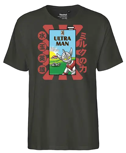 Ultraman-Retro-Milchkarton-Parodie – Lustiges Tokusatsu - Ultraman, Retro-Milchkarton, lustige Tokusatsu-Parodie, japanischer Superheld, Kaiju-Kampf, Ultra Milk, Full Justice, 3 Minuten Ausdauer, Vintage-Verpackungsparodie, Tokusatsu-Held, Popkultur-Mashup, japanische Science-Fiction, Nerd-Humor, Otaku-Komödie, nostalgisches Fernsehen, lustiger Superheld, Milchkarton-Parodie, asiatische Getränkeästhetik, Polka-Dot-Held, Anime-Streetwear - Fairtrade T-Shirt