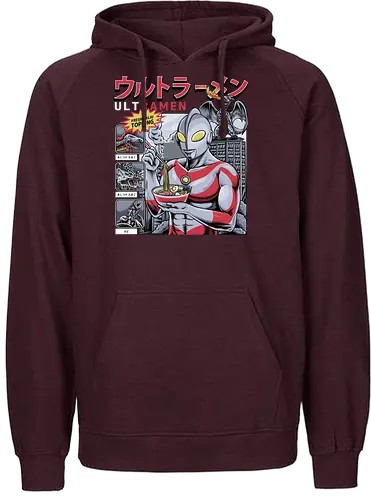 Ultramen Ramen-Nudelsuppe – Lustige Kaiju-Topping-Parodie - Ultraman-Parodie, Ultramen, Ramen-Nudeln, Lustiges Tokusatsu, Parodie auf japanisches Essen, Kaiju-Kampf, Frische Kaiju-Beilage, Alien Baltan, Riesige Monstersuppe, Superhelden beim Essen, Otaku-Humor, Japanische Streetwear, Foodie-Kleidung, Nudel-Liebhaber, Skyline von Tokio, Retro-japanisches Fernsehen, Sci-Fi-Komödie, Monster-Menü, Wortspiel-Grafik, Helden-Appetit, Riesenroboter - Fairtrade Hoodie